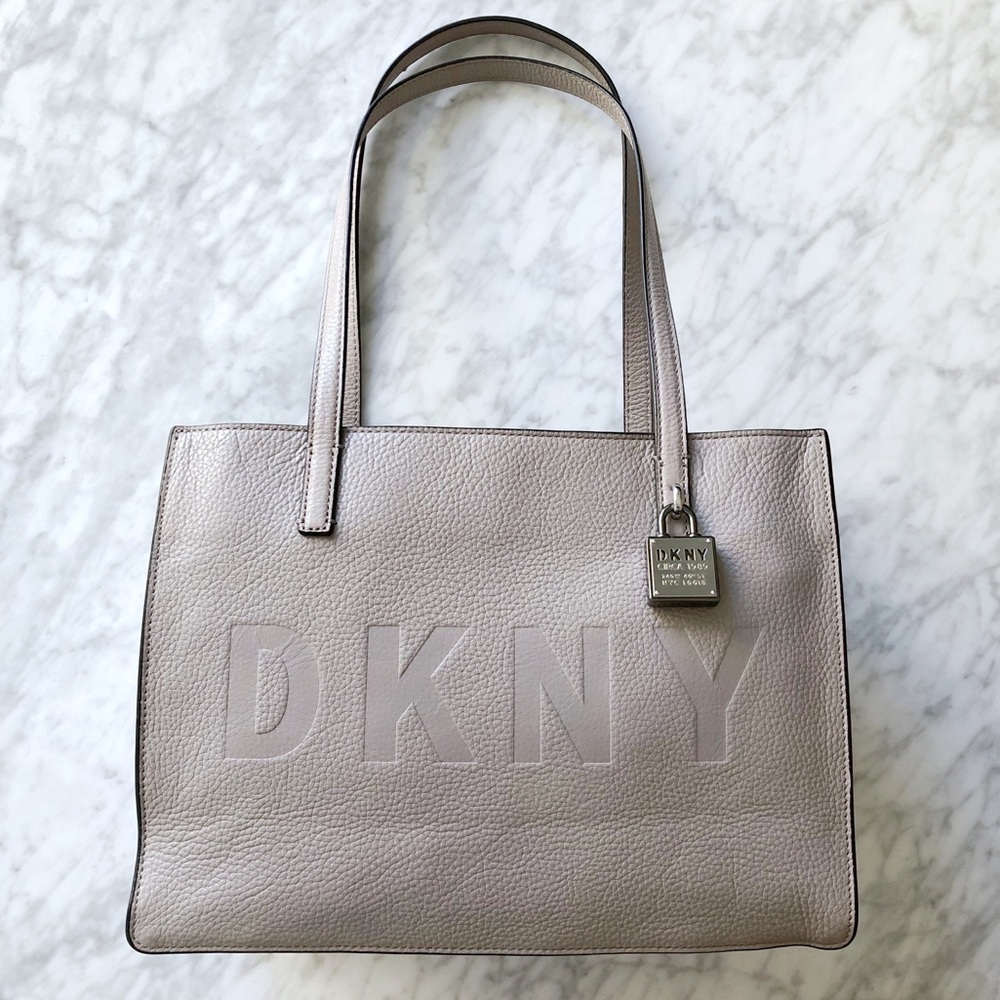 DKNY Commuter Medium Tote in Grey Pebble Leather